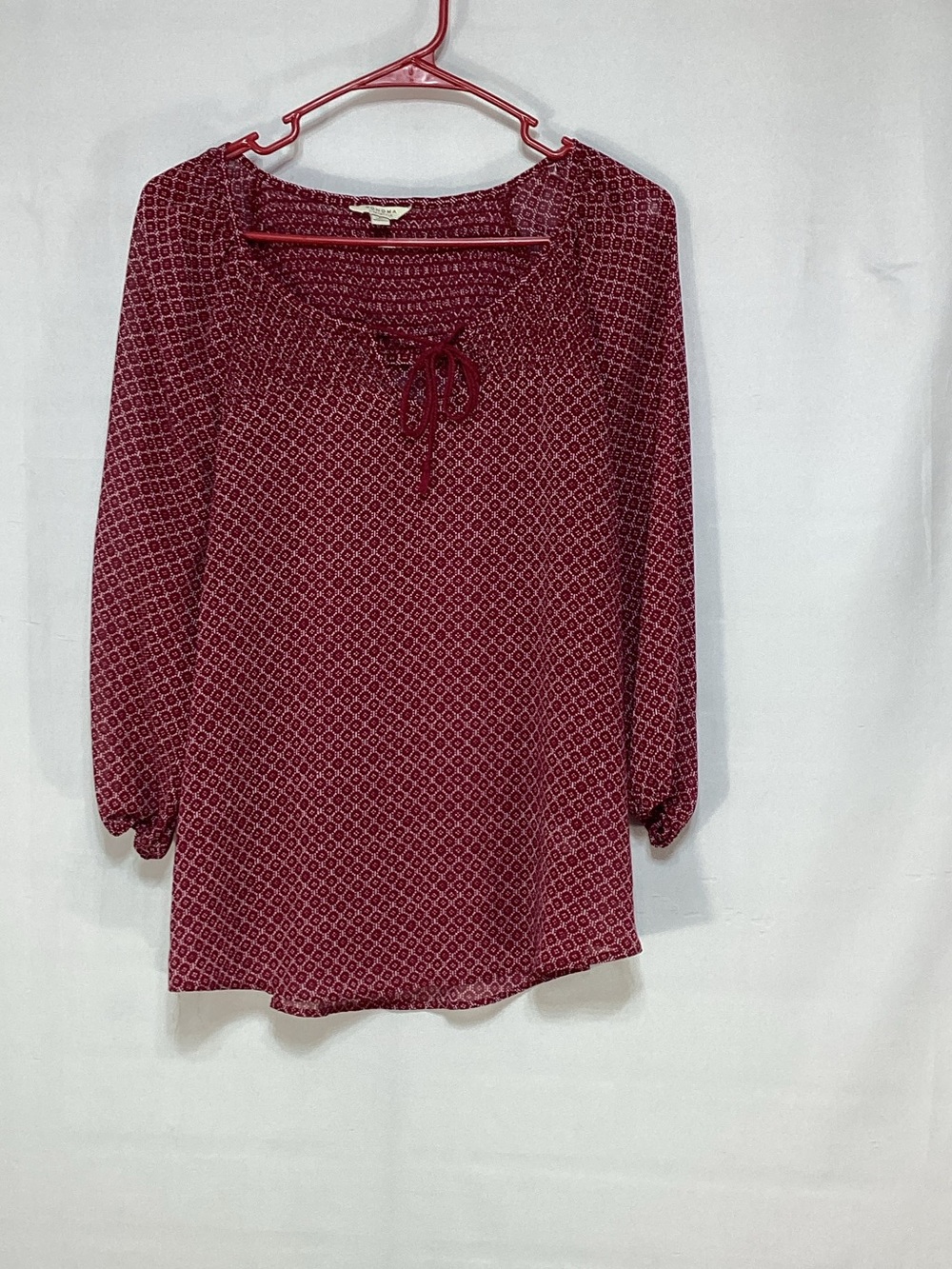Sonoma Large Burgundy Printed Peasant Tunic